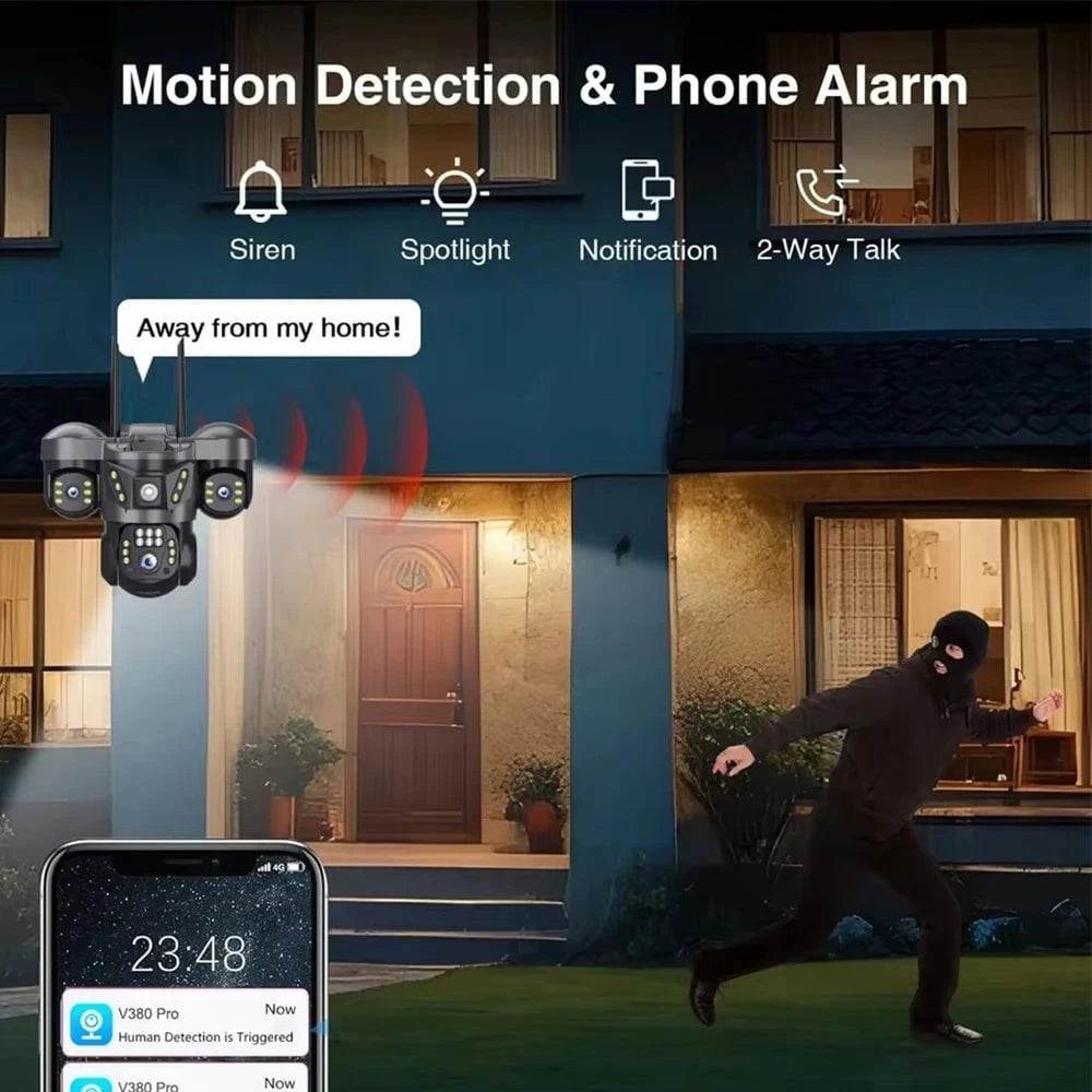 Outdoor PTZ WiFi Security Camera with 3 Lenses & 2-Way Audio - Nic's Electronics