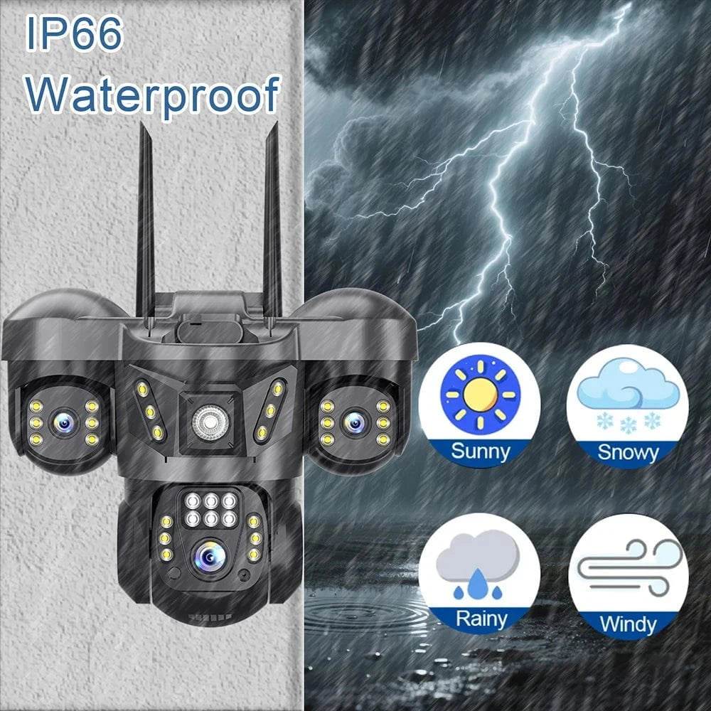Outdoor PTZ WiFi Security Camera with 3 Lenses & 2-Way Audio - Nic's Electronics