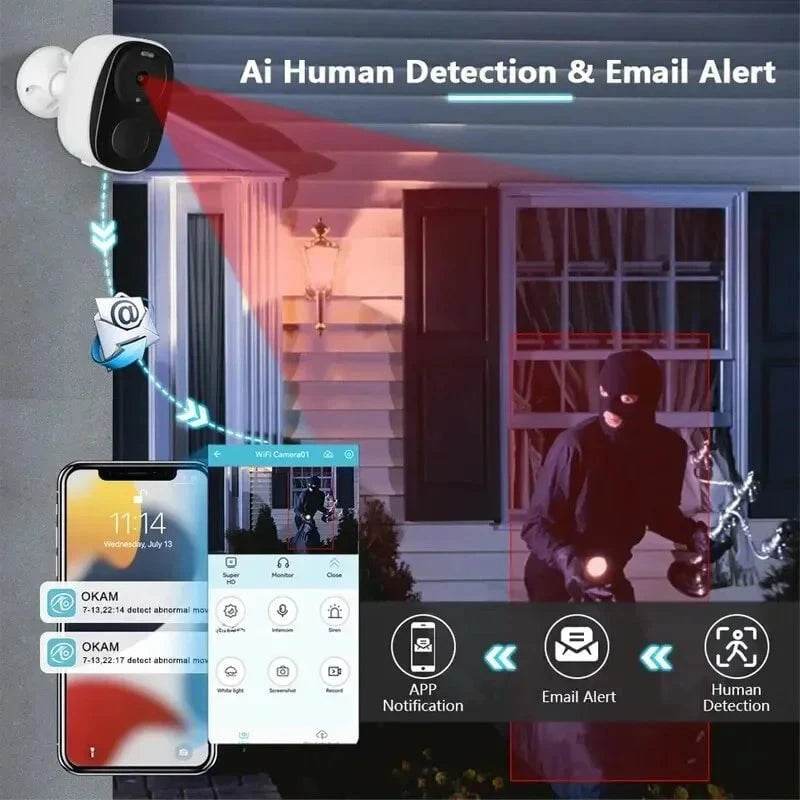 2K 3MP Wireless Outdoor Security Camera with Spotlight & Siren - Nic's Electronics