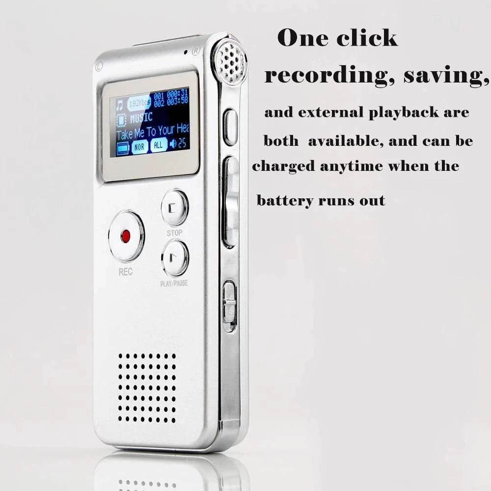 Silvery Mini Voice-Activated Digital Recorder with USB - Nic's Electronics