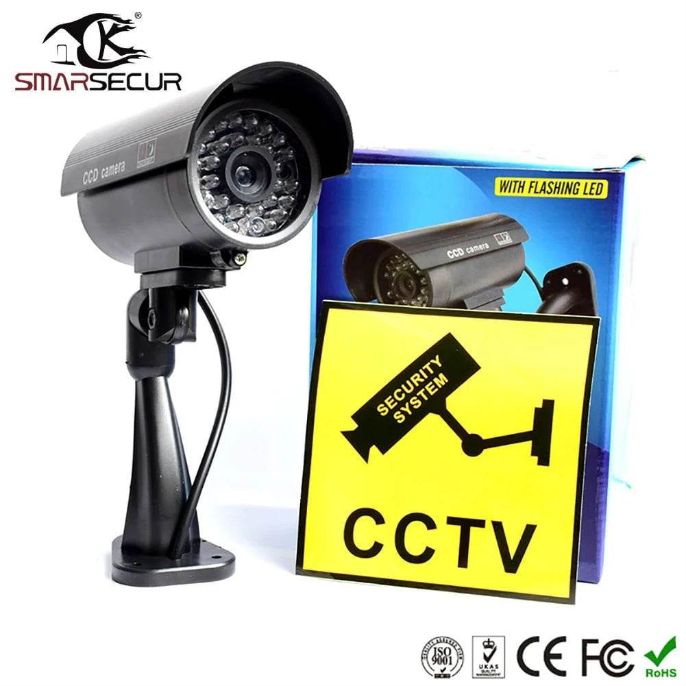 Smarsecur Fake Security Camera with Flashing LED Light - Nic's Electronics