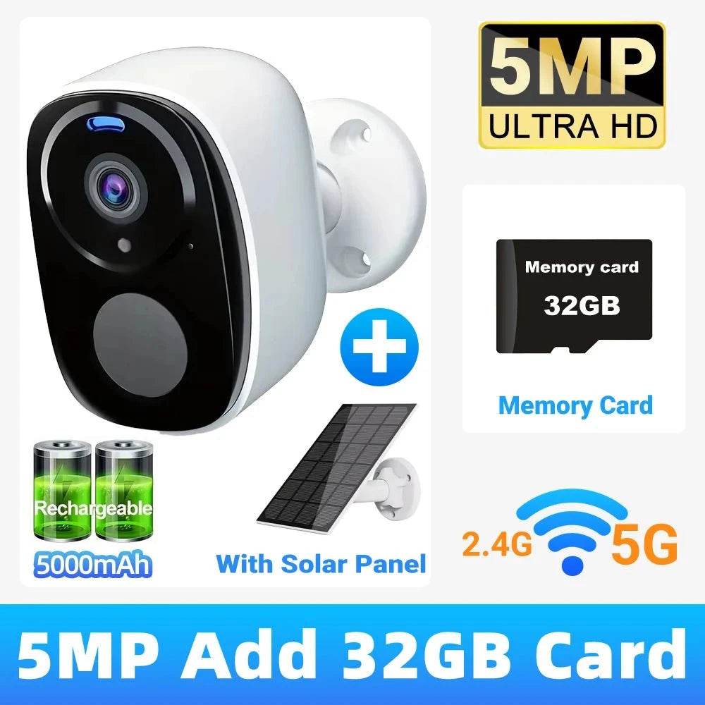 5MP 2K Solar Security Camera with 5G WiFi & Alexa - Nic's Electronics