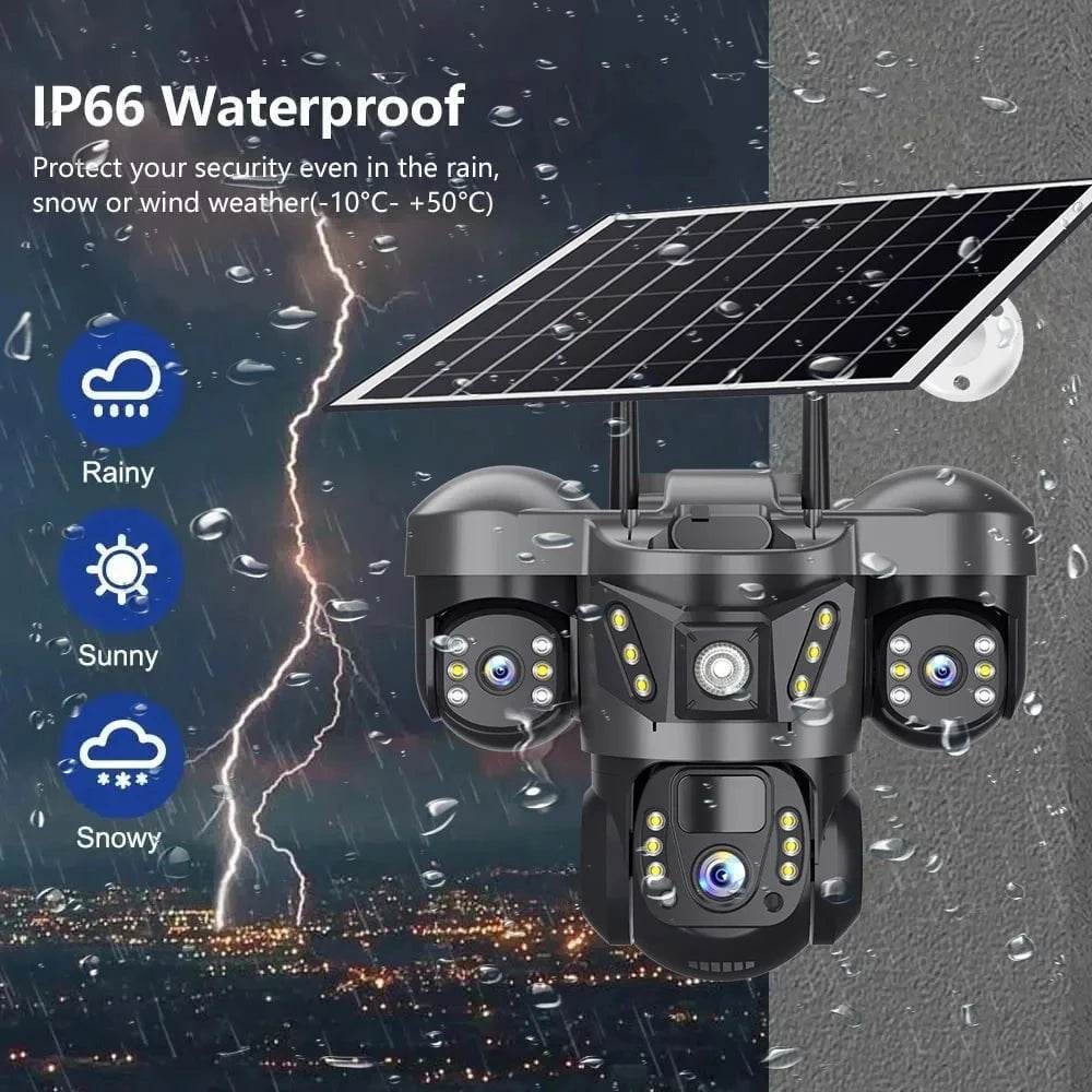 Solar 4G Outdoor Security Camera with 3 Lenses & 10X Zoom - Nic's Electronics