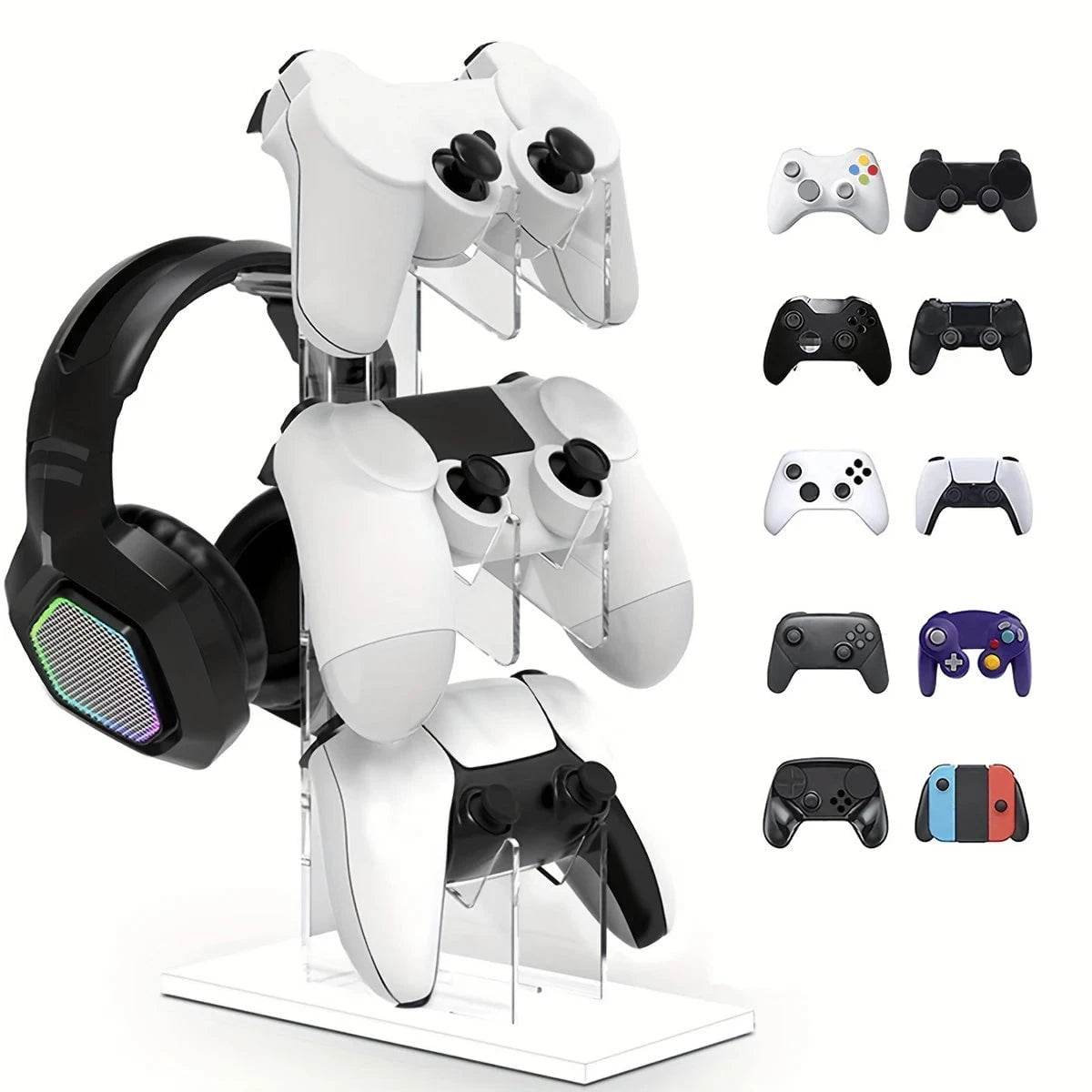 Universal 3-Layer Controller & Headphone Holder for PS5/PS4 – Black, White, Transparent - Nic's Electronics