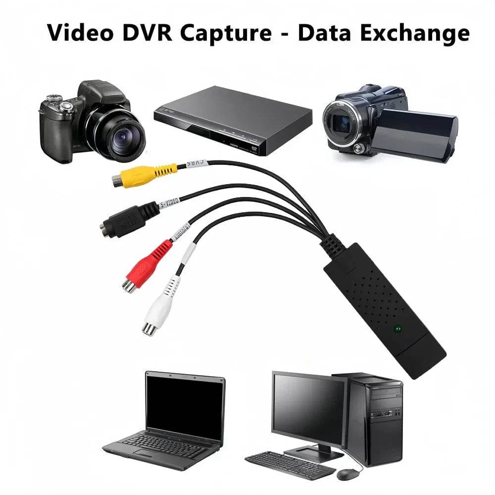 USB 2.0 Video Audio Capture Card for TV DVD VHS DVR Adapter - Nic's Electronics