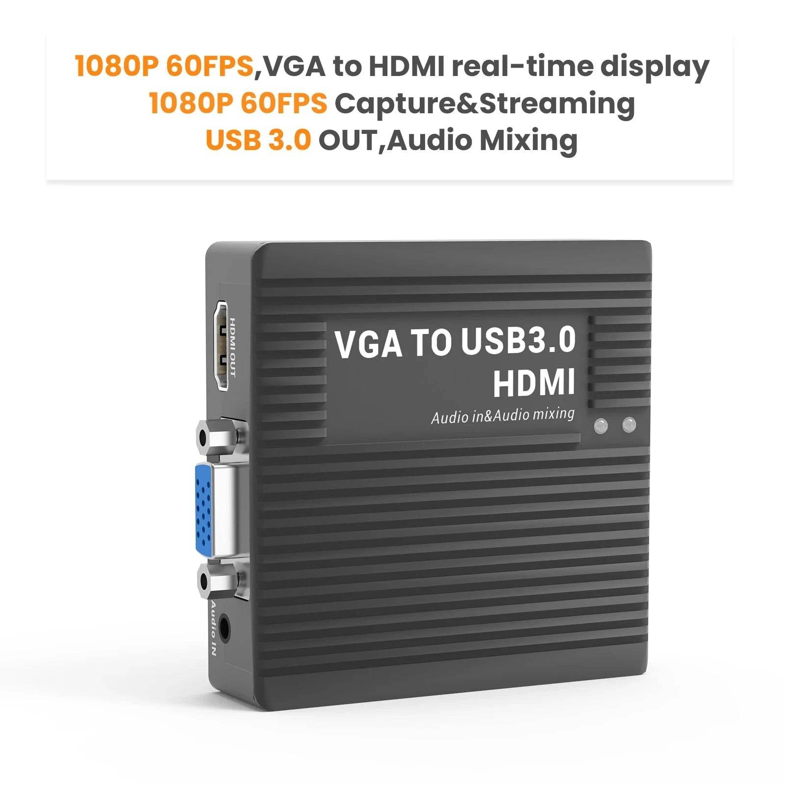 VGA to HDMI & USB3.0 Capture Card – 1080P60fps with Audio Mixing - Nic's Electronics