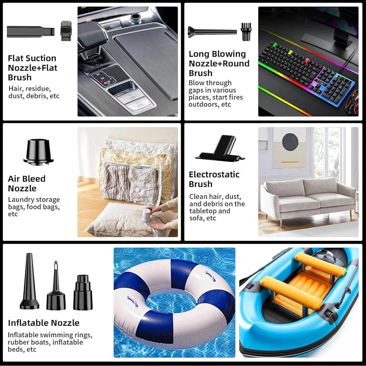 Portable Car Vacuum with High Suction & Blower - Nic's Electronics