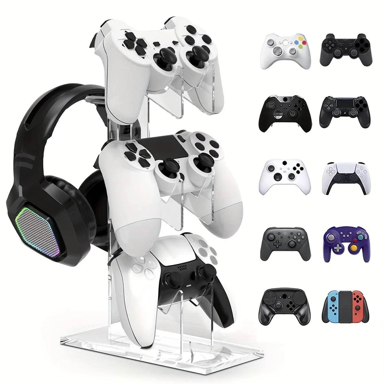 Universal 3-Layer Controller & Headphone Holder for PS5/PS4 – Black, White, Transparent - Nic's Electronics