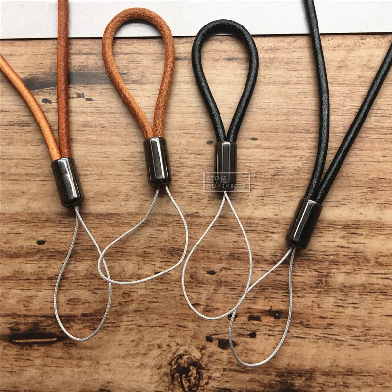 Leacther Lanyard-Vintage Leather Key Chain with Lanyard Mobile Phone Straps Strap Wrist Rope Phone for USB Flash Drives Keys