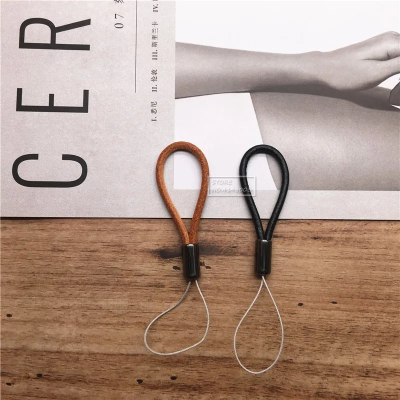 Leacther Lanyard-Vintage Leather Key Chain with Lanyard Mobile Phone Straps Strap Wrist Rope Phone for USB Flash Drives Keys