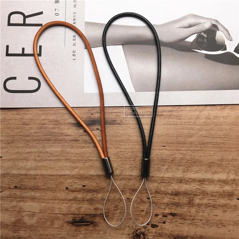 Leacther Lanyard-Vintage Leather Key Chain with Lanyard Mobile Phone Straps Strap Wrist Rope Phone for USB Flash Drives Keys