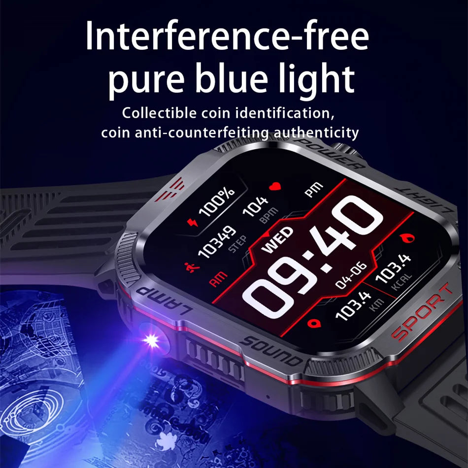 New Military GPS Smart Watch Men Flashlight Compass Waterproof 600mAh Battery Outdoor Sport Tracker Bluetooth Call Smartwatch