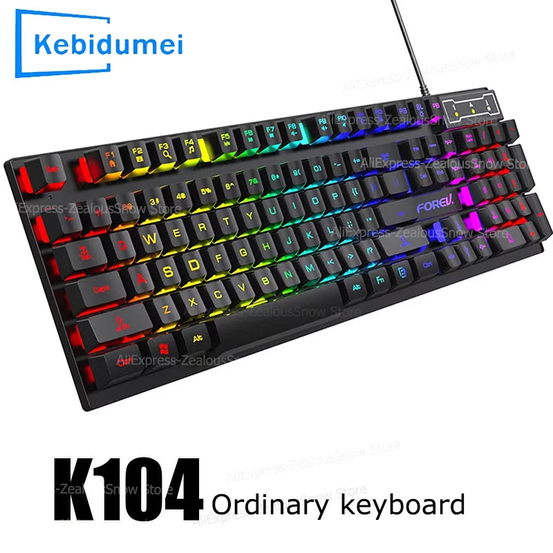 61 Keys Mechanical Keyboard Wired Gaming Keyboard for Laptop Desktop Ergonomics RGB Backlit Cyan Axis Keycaps PC Accessories