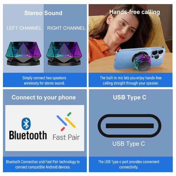 Suction Cup Portable Bluetooth Speaker for Mobile Phone Convenient Mini LED Small G200 Loud Volume Mobile Phone Amplifier