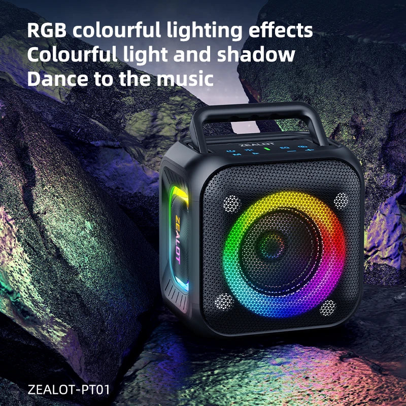 Zealot_PT01 Portable Bluetooth Speaker,IPX6 Waterproof 360° Wireless Speaker TWS Stereo Pairing 10hrs Playtime For Camping Hikin