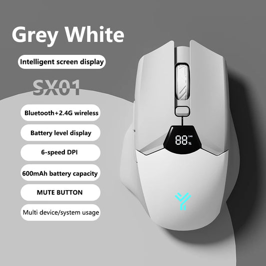 Warvank SX01 Wireless Gaming Mouse Smart Screen Display 6-speed DPI Adjustment 600mAh Rechargeable Silent Office Bluetooth Mouse