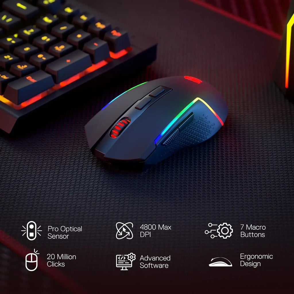 Redragon S142 Wireless Gaming Keyboard & Mouse Combo, 98 Keys K515 PRO Wireless RGB Membrane Keyboard