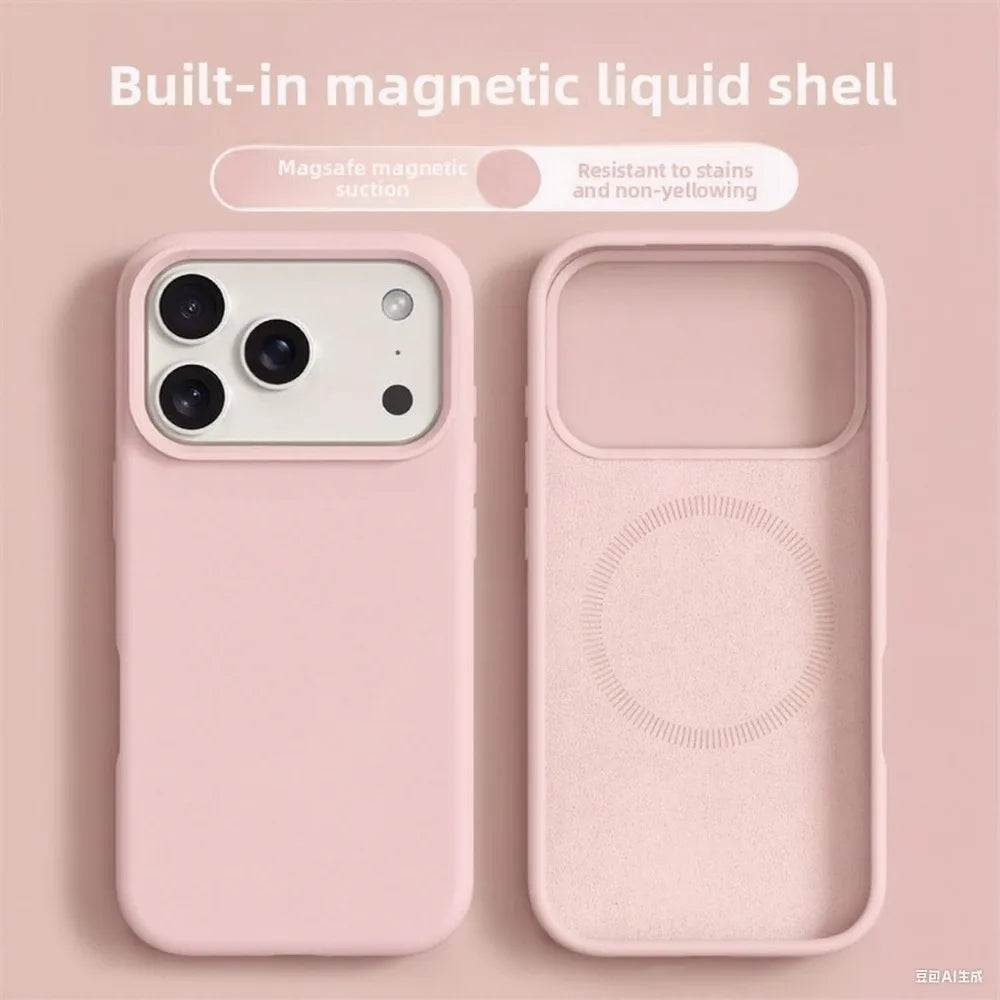 Original Magnetic Phone Case For iPhone 17 16 Pro Max Liquid Silicone Cases For iPhone17 16 Pro Max 17Pro Air Soft Bumper Cover