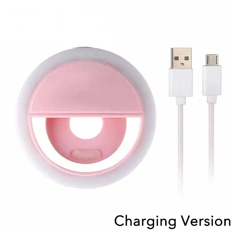 1pc USB Rechargeable LED Selfie Ring Light Adjustable Brightness Phone Camera Fill Light for iPhone Samsung Xiaomi Huawei
