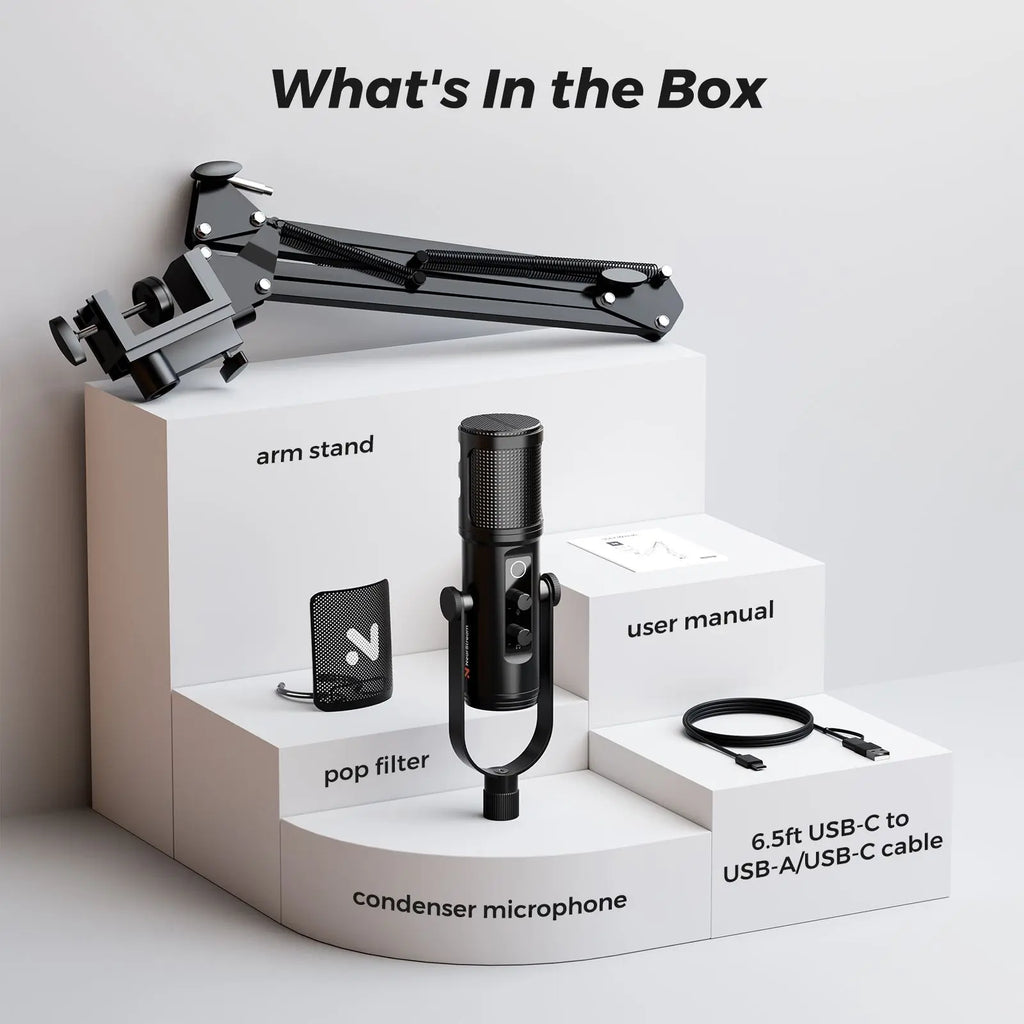 NearStream USB/XLR Condenser Micro Gaming Microphone with 8 RGB Modes Lighting,Boom Arm for Streaming on PC/PS5,Gamer Microphone