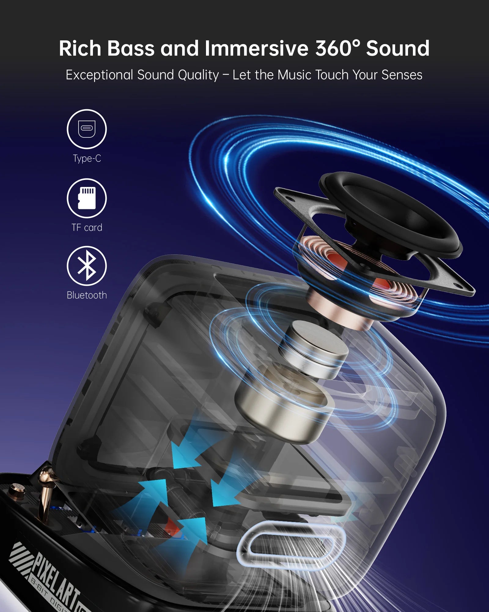 Divoom Ditoo-Pro  Pixel Art Bluetooth Portable black Speaker Alarm Clock DIY LED Display Board Cute Gift Home Light Decoration