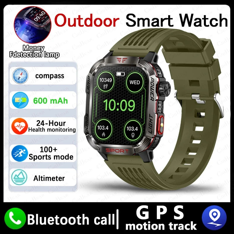 New Military GPS Smart Watch Men Flashlight Compass Waterproof 600mAh Battery Outdoor Sport Tracker Bluetooth Call Smartwatch
