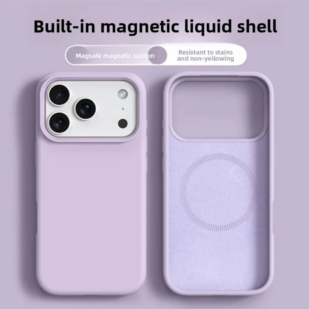 Original Magnetic Phone Case For iPhone 17 16 Pro Max Liquid Silicone Cases For iPhone17 16 Pro Max 17Pro Air Soft Bumper Cover