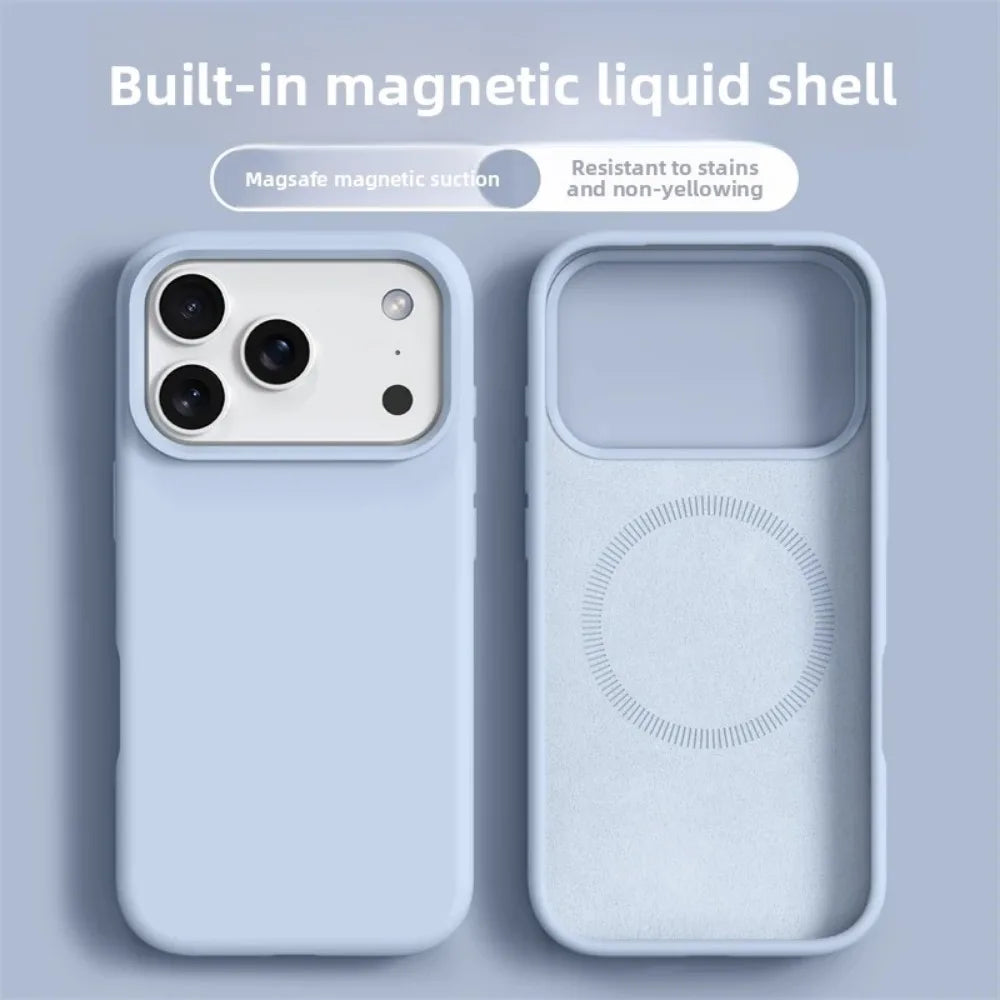 Original Magnetic Phone Case For iPhone 17 16 Pro Max Liquid Silicone Cases For iPhone17 16 Pro Max 17Pro Air Soft Bumper Cover