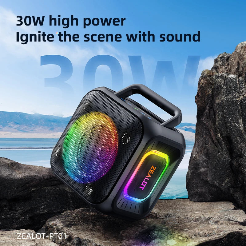 Zealot_PT01 Portable Bluetooth Speaker,IPX6 Waterproof 360° Wireless Speaker TWS Stereo Pairing 10hrs Playtime For Camping Hikin