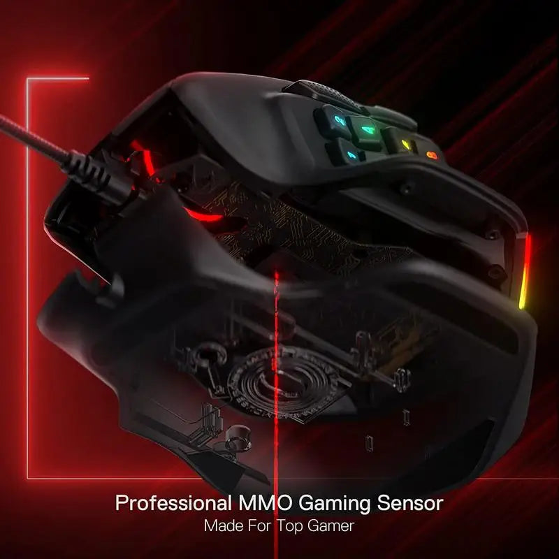Redragon M811 Aatrox MMO Gaming Mouse, 15 Programmable Buttons Wired RGB Gamer Mouse w/ Ergonomic Natural Grip Build