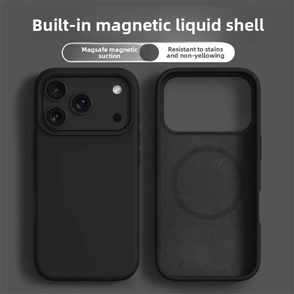 Original Magnetic Phone Case For iPhone 17 16 Pro Max Liquid Silicone Cases For iPhone17 16 Pro Max 17Pro Air Soft Bumper Cover
