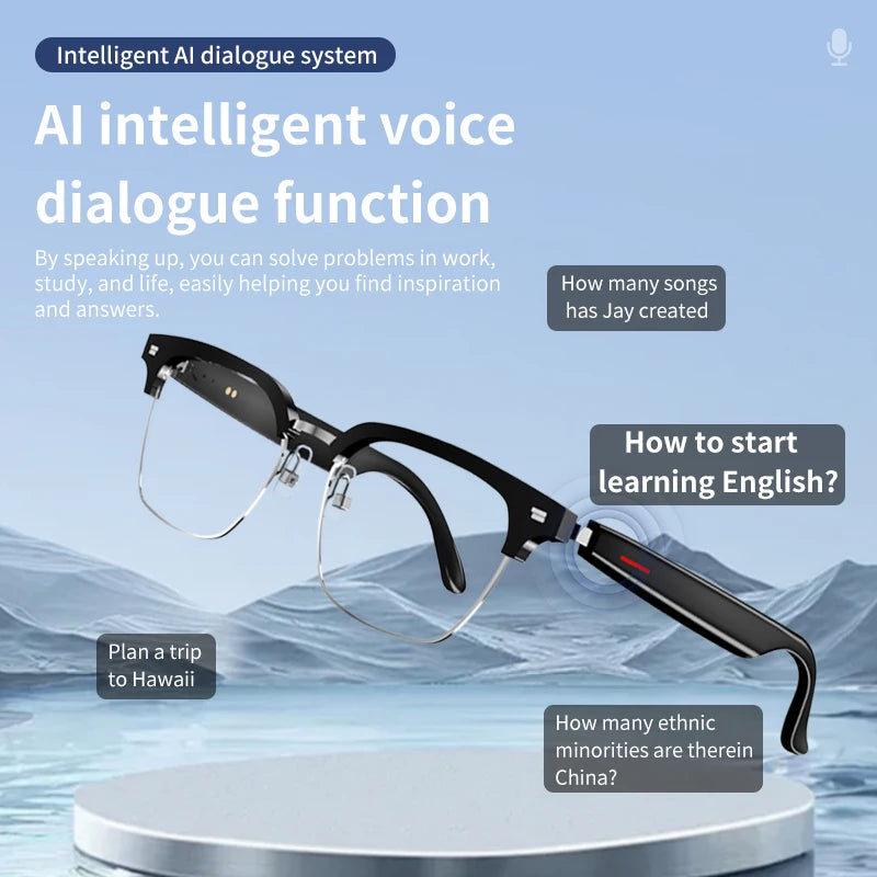 AI Smart Translate Eyeglasses Bluetooth Call Noise Canceling Music Play Portable Translate Smart Glasses for Studying Travaling