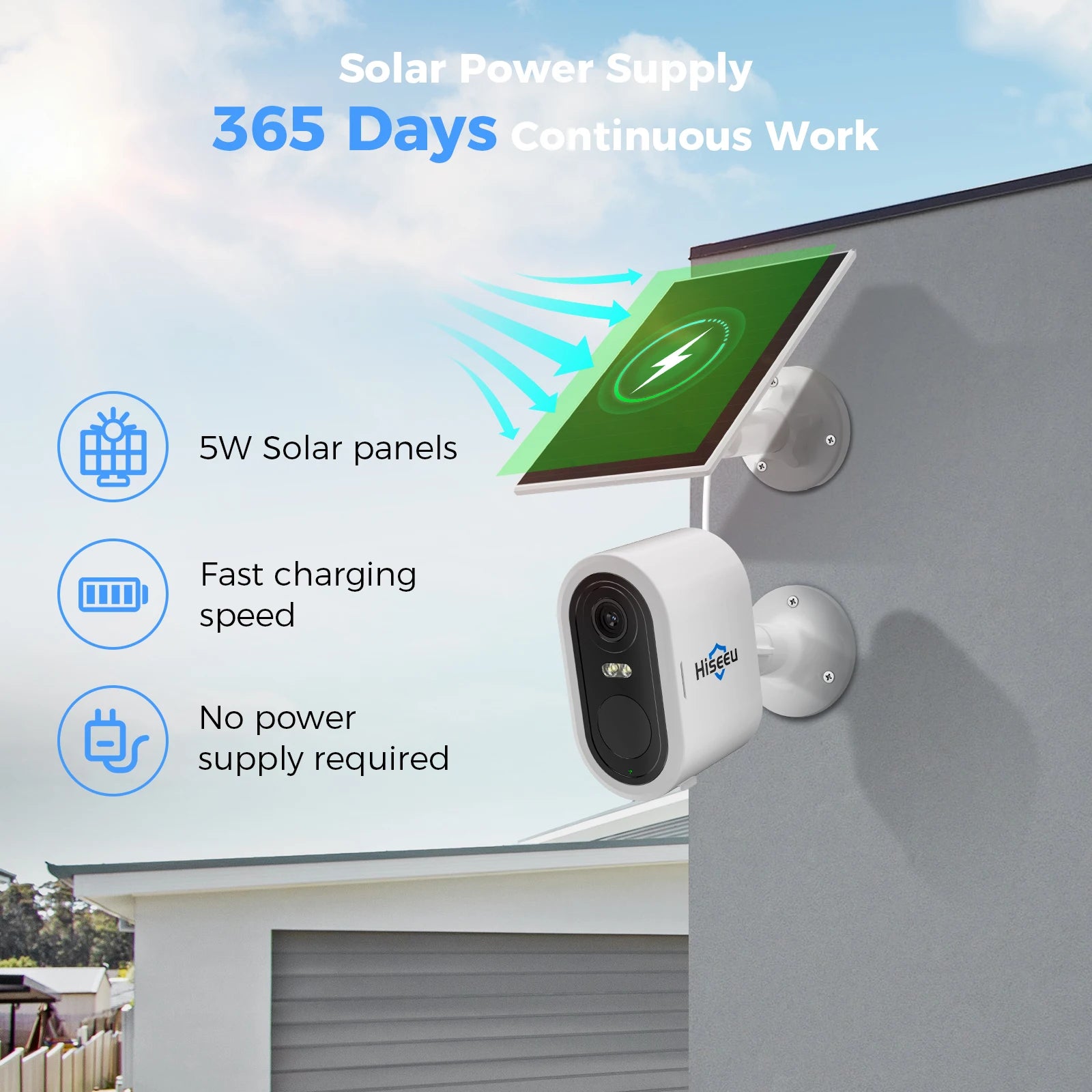 Hiseeu 10CH NVR 4MP WiFi Solar IP Camera Security System Kit Night Vision Human Detection P2P Two-Way Audio CCTV Camera Set