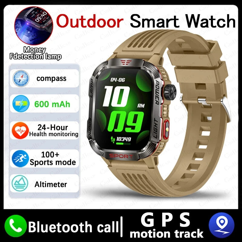 New Military GPS Smart Watch Men Flashlight Compass Waterproof 600mAh Battery Outdoor Sport Tracker Bluetooth Call Smartwatch