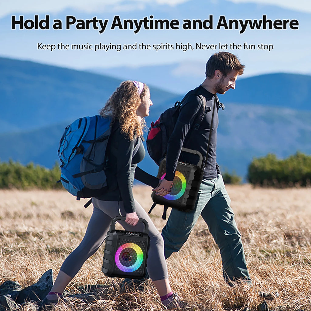 FanFun Wireless Speaker, Portable Bluetooth Speaker with Microphone and LED Light, Karaoke Speaker Machine, Home Karaoke System