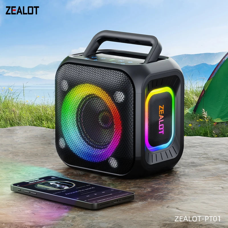Zealot_PT01 Portable Bluetooth Speaker,IPX6 Waterproof 360° Wireless Speaker TWS Stereo Pairing 10hrs Playtime For Camping Hikin