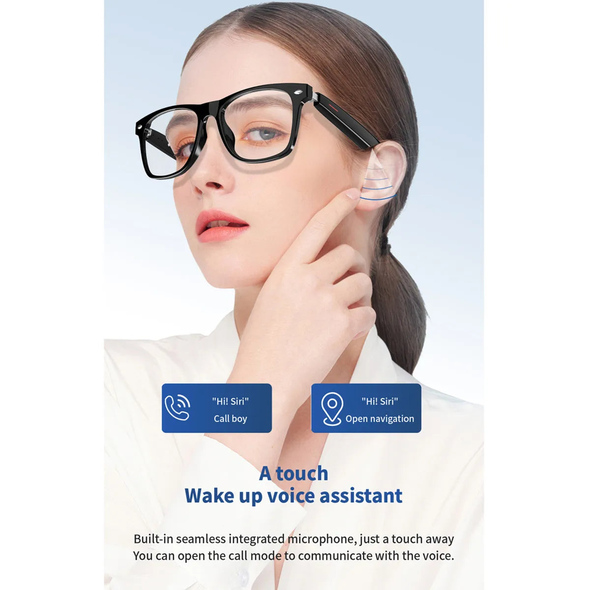AI Smart Translate Eyeglasses Bluetooth Call Noise Canceling Music Play Portable Translate Smart Glasses for Studying Travaling
