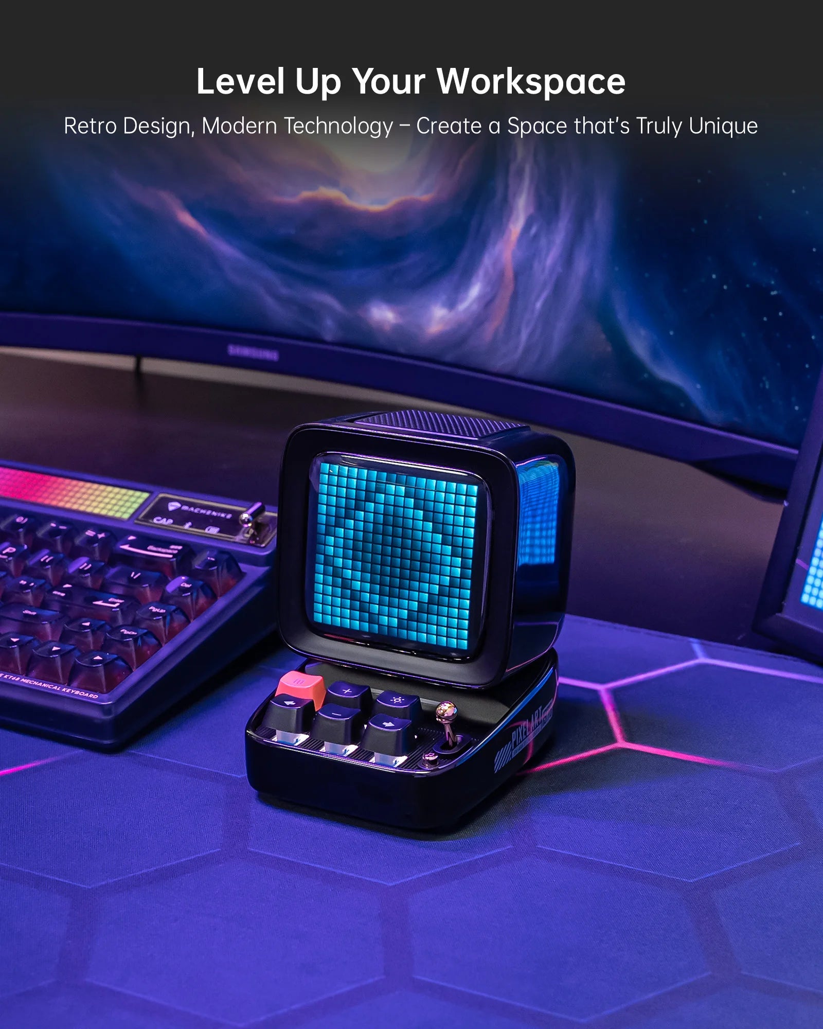 Divoom Ditoo-Pro  Pixel Art Bluetooth Portable black Speaker Alarm Clock DIY LED Display Board Cute Gift Home Light Decoration