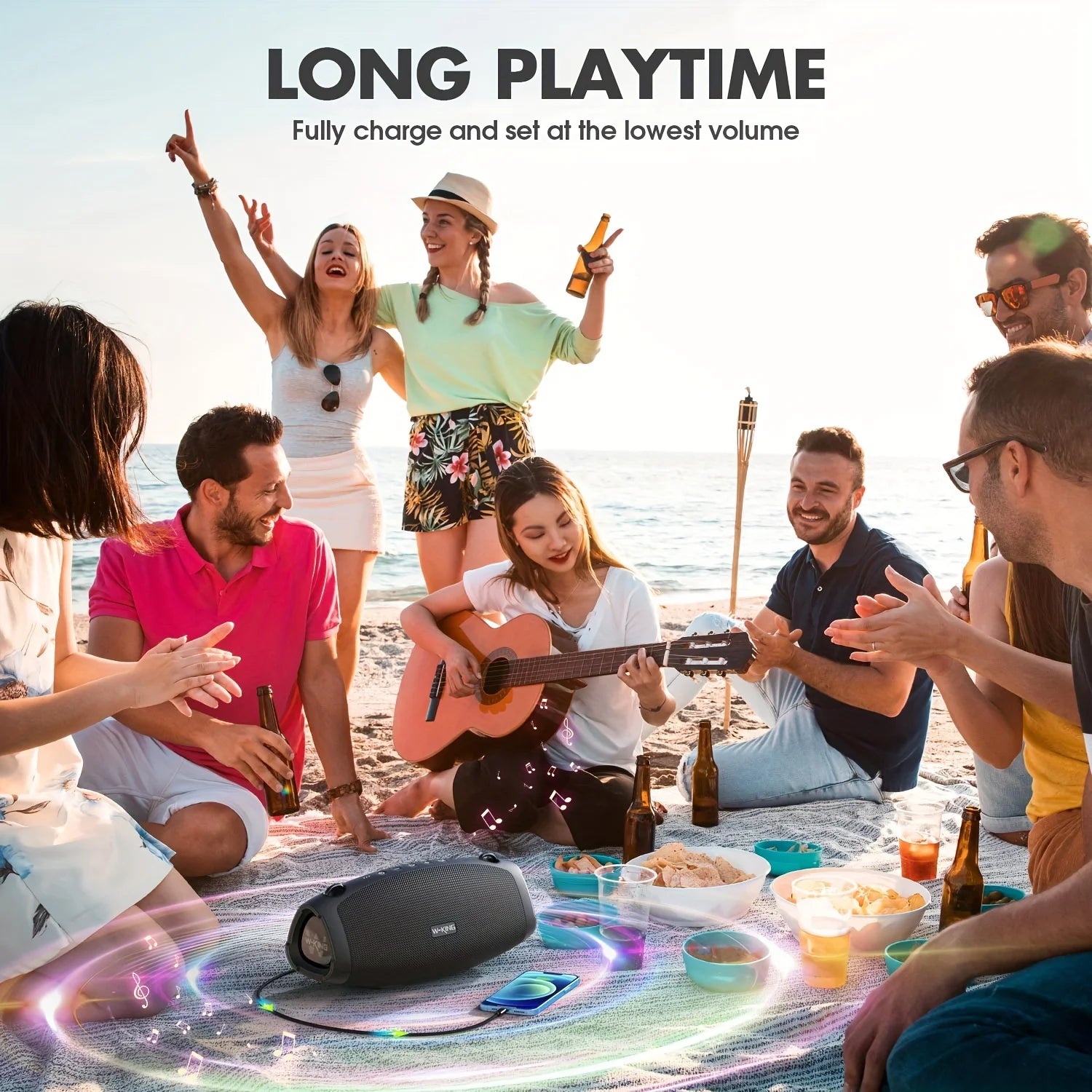 W-KING 70W Waterproof Portable Loud Bluetooth Speaker, Wireless Outdoor Boombox SubwooferTriple Passive Radiators-Deep Bass