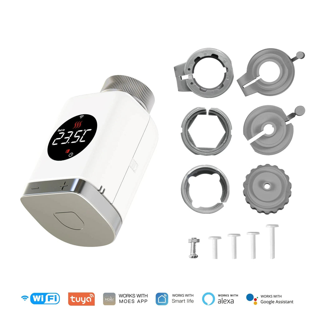 Nic's Electronics 1 PC wifi MOES Tuya Smart Wifi/ZigBee Thermostatic Radiator Valve TRV Programmable App Remote Temperature Controller with Alexa GoogleHome