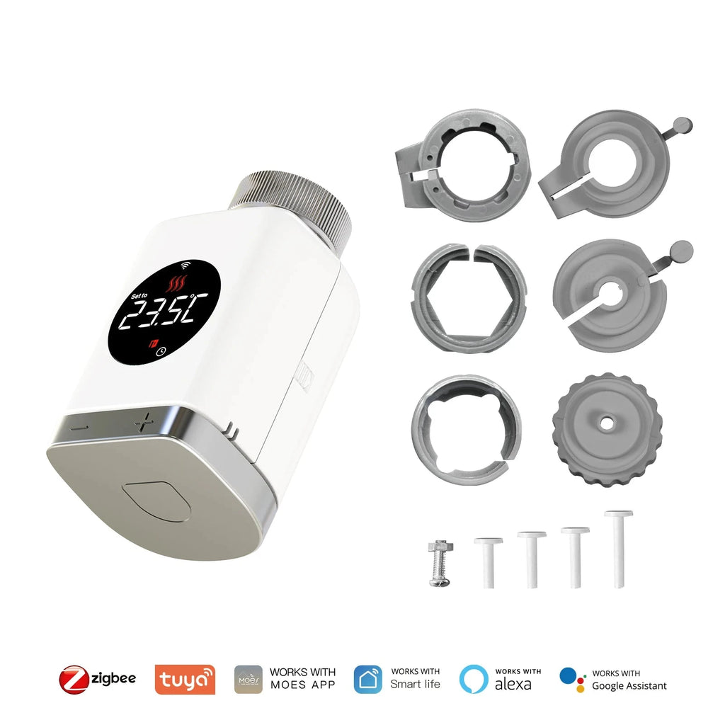 Nic's Electronics 1 PC zigbee MOES Tuya Smart Wifi/ZigBee Thermostatic Radiator Valve TRV Programmable App Remote Temperature Controller with Alexa GoogleHome