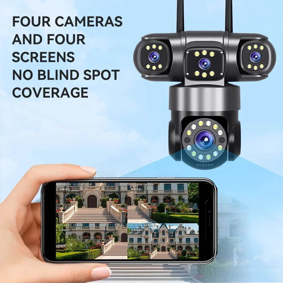 Wireless PTZ Camera with 360° and 4 Screens - Nic's Electronics