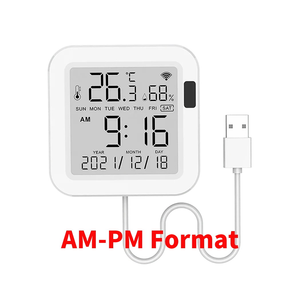 Nic's Electronics 12 Hours Tuya Temperature and Humidity Smart Sensor With Backlight for Smart Home var WiFi SmartLife Work with Alexa Google Assistant