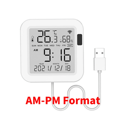 Nic's Electronics 12 Hours Tuya Temperature and Humidity Smart Sensor With Backlight for Smart Home var WiFi SmartLife Work with Alexa Google Assistant