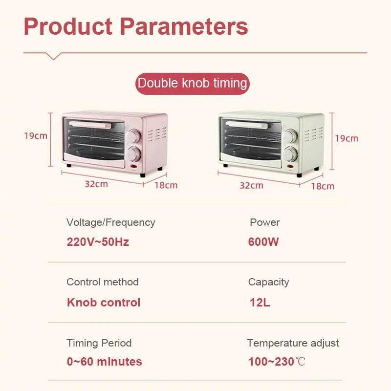 12L Mini Electric Oven for Baking & Roasting - Nic's Electronics
