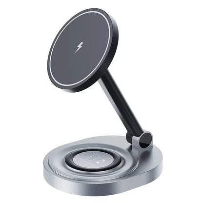 Nic's Electronics 2 IN 1 3 In 1 Magnetic Wireless Charger Stand Pad For Magsafe iPhone 16 15 14 13 12 Pro Max Apple Watch Airpods Fast Charging Station