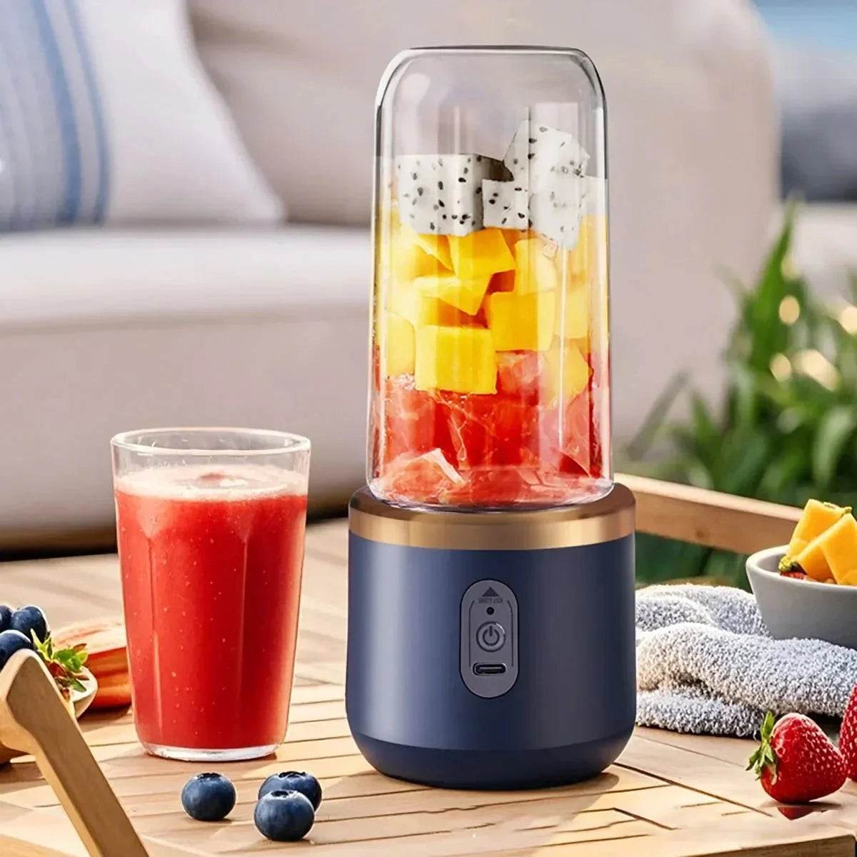 Nic's Electronics 2-in-1 portable blender and juicer with 6 blades, USB charging, suitable for slush, milkshakes, and ice drinks, Thanksgiving