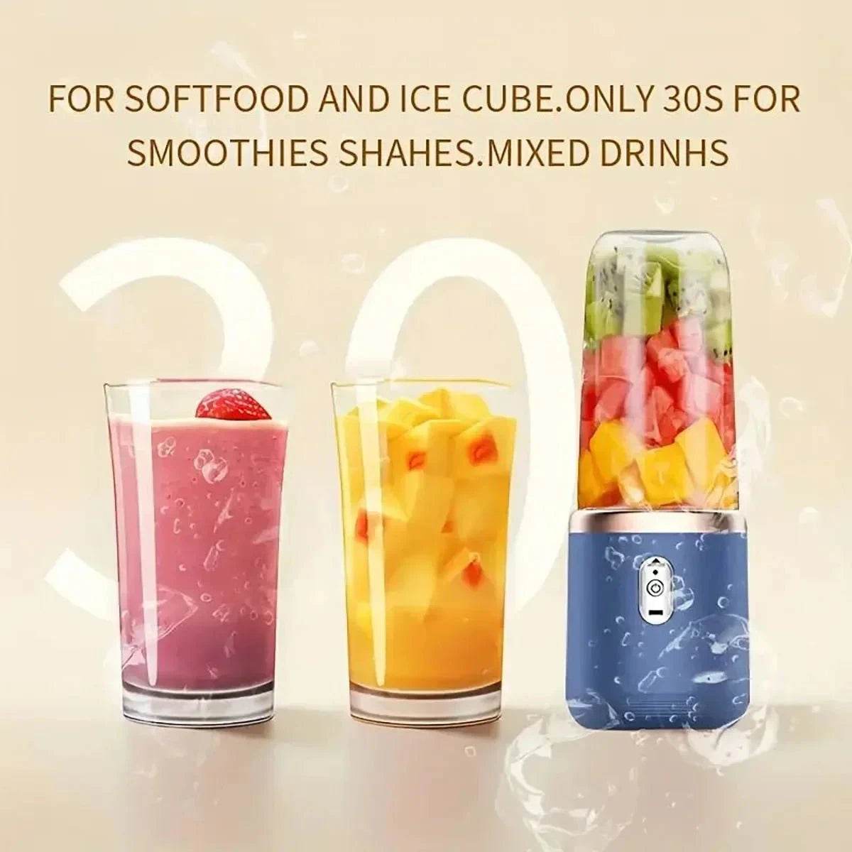 Nic's Electronics 2-in-1 portable blender and juicer with 6 blades, USB charging, suitable for slush, milkshakes, and ice drinks, Thanksgiving