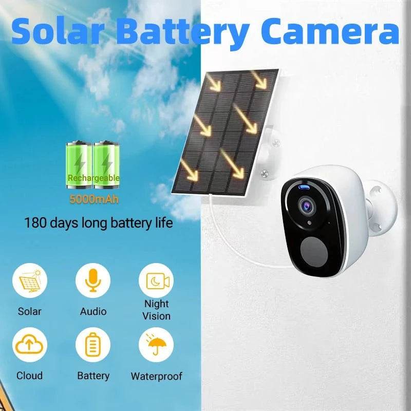 Nic's Electronics 2K 5MP Solar Security Camera Wireless Outdoor Color Night Vision Battery Powered Support 5G WiFi, PIR, Waterproof, Two-Way Alexa