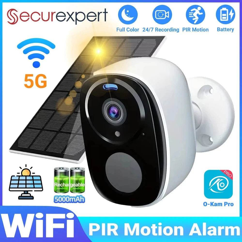 Nic's Electronics 2K 5MP Solar Security Camera Wireless Outdoor Color Night Vision Battery Powered Support 5G WiFi, PIR, Waterproof, Two-Way Alexa